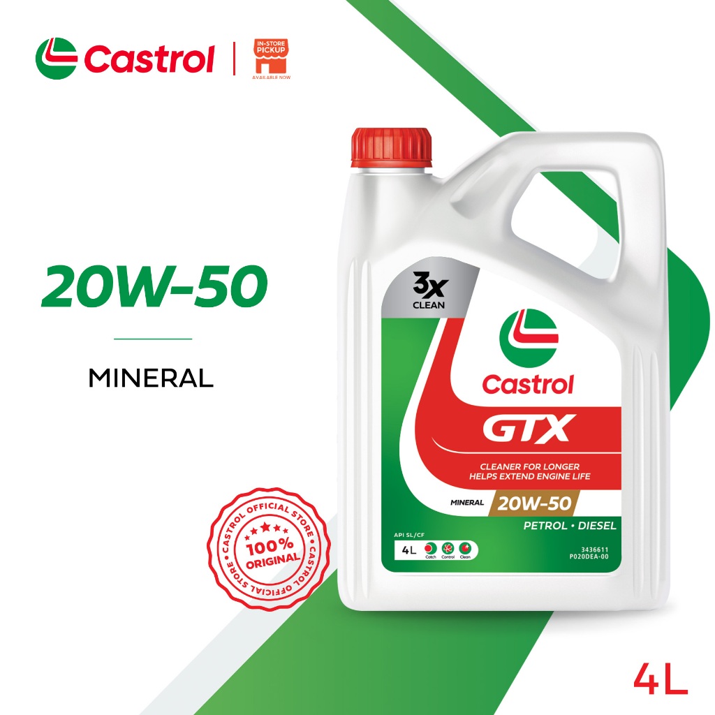 Castrol GTX 20W-50 Motor Yağı 4 Litre (3430155) - Orijinal Ürün | ApexParts