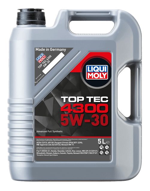 LIQUI MOLY 5W-30 Motor Yağı Tam Sentetik Top Tec 4300 5 Litre (2324) - Orijinal Ürün | ApexParts