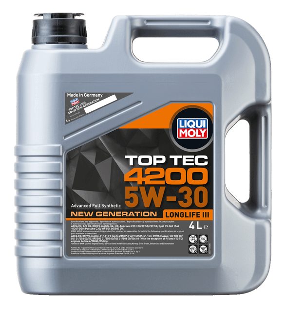 LIQUI MOLY 5W-30 Motor Yağı Tam Sentetik Top Tec 4200 New Generation 4 Litre (3715) - Orijinal Ürün | ApexParts