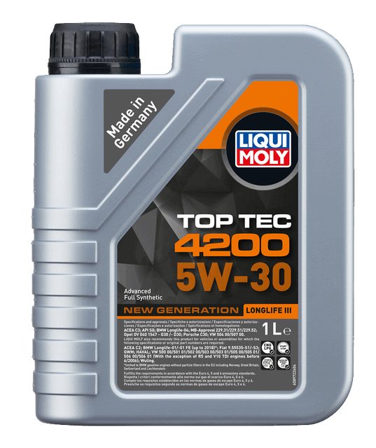 LIQUI MOLY 5W-30 Motor Yağı Tam Sentetik Top Tec 4200 New Generation 1 Litre (8972) - Orijinal Ürün | ApexParts