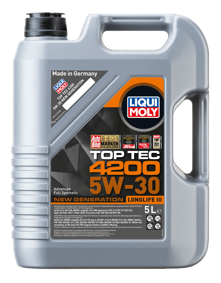 LIQUI MOLY 5W-30 Motor Yağı Tam Sentetik Top Tec 4200 New Generation 5 Litre (8973) - Orijinal Ürün | ApexParts