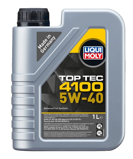 LIQUI MOLY 5W-40 Motor Yağı Tam Sentetik Top Tec 4100 1 Litre (9510) - Orijinal Ürün | ApexParts
